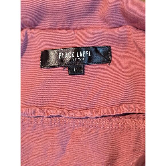 C'est Toi Black Label Pink Rose Tencel Safari Utility Jacket L Drawstring Waist - Picture 3 of 6